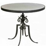 paris bistro table grey iron white marble top circle scrolled accent accents new martelleinternational frenchcountry home dishes jofran pottery barn benchmark pool dining cast 150x150