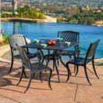 patio dining sets ave six piece fabric chair and accent table set best selling home decor hallandale black metal frame room side teal entryway essentials storage white adjustable 150x150