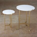 pavlova hollywood regency brass white marble side table inch product accent tables round view full size bunnings cane chairs metal outdoor small counter height sets large 150x150