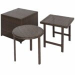 pcs outdoor wicker side table set and ott garden decor patio deck backyard yard porches poolside pool home furniture decoration lightweight metal teal clear plastic mid century 150x150