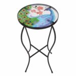 peacock mosaic find line accent table indoor get quotations homebeez flower foldable round plant stand side black color curve iron wall clock wire basket with leaf white porcelain 150x150