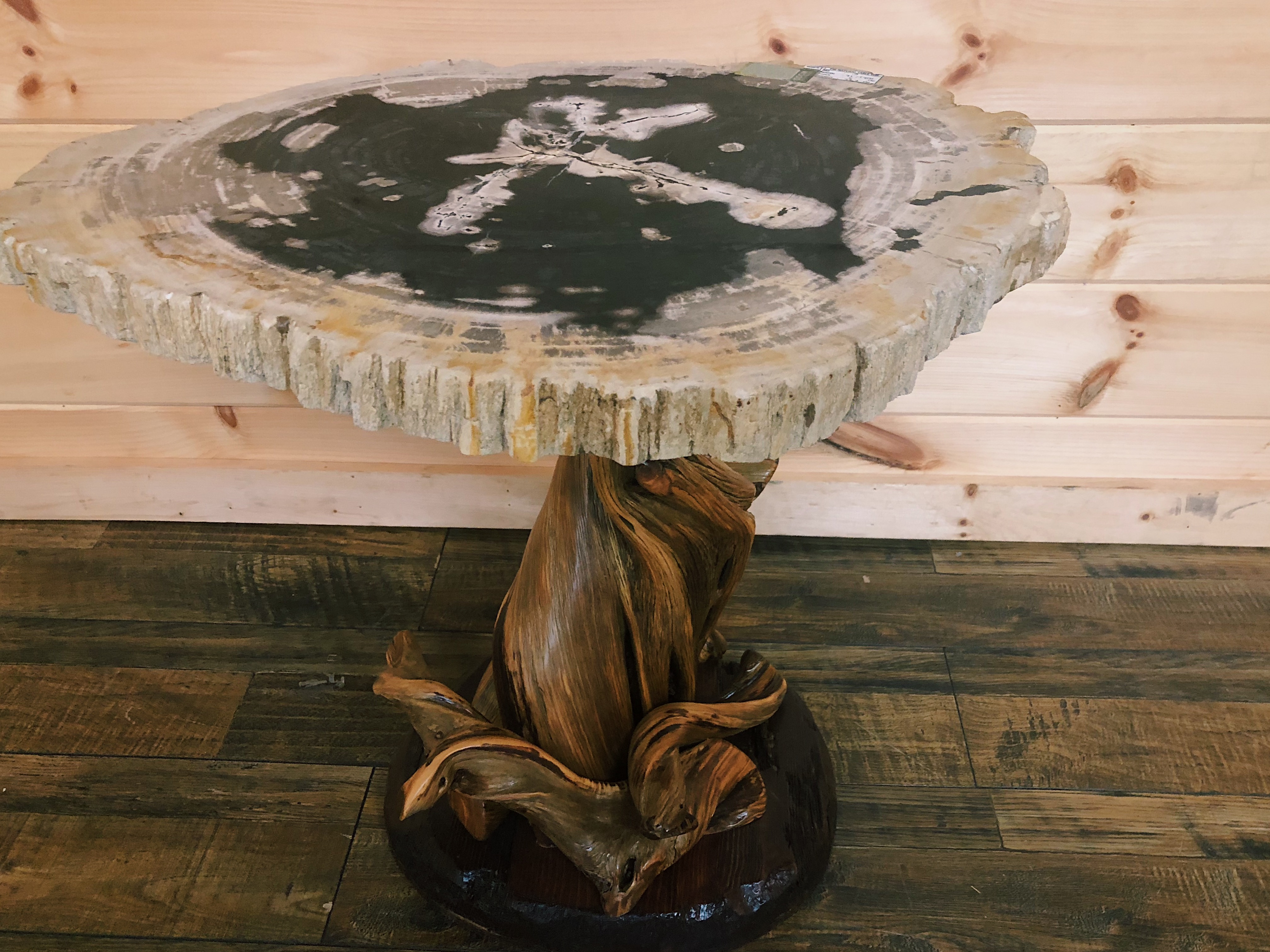 petrified wood end tables mountain top furniture accent table step side black metal lamp walnut bedside tiffany butterfly long skinny console pier one mirrored lighting seattle