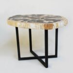 petrified wood side table home kitchen accent small round glass dining extra large tablecloths pub tops chairs with arms coffee tray pottery barn narrow console inches deep walnut 150x150