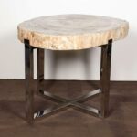 petrified wood table dining with beautiful appearance accent white contemporary coffee long skinny console counter height sets west elm box frame side ideas for living room small 150x150
