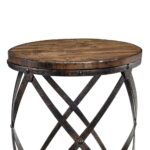 pinebrook wood iron round end table distressed natural pine roundendtable distressednaturalpine magnussen tables slab narrow with storage cherry snack industrial side sectional 150x150