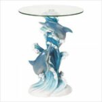 playful dolphins beach theme accent table with glass top inches side labe home decor fashion and jewelry small wood dining chairs round brass cherry coffee white corner desk lamp 150x150