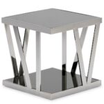 polished stainless steel square end table tables diamond sofa accent large floor lamp one drawer side black marble top resin patio with umbrella hole white drop leaf kitchen 150x150