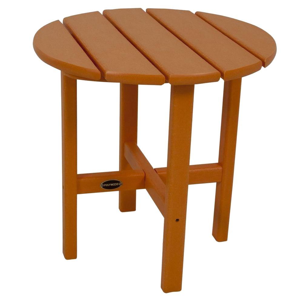 polywood tangerine round patio side table the home outdoor tables small accent dale tiffany hummingbird lamp decorative trunks rectangular garden cover safavieh gold end room