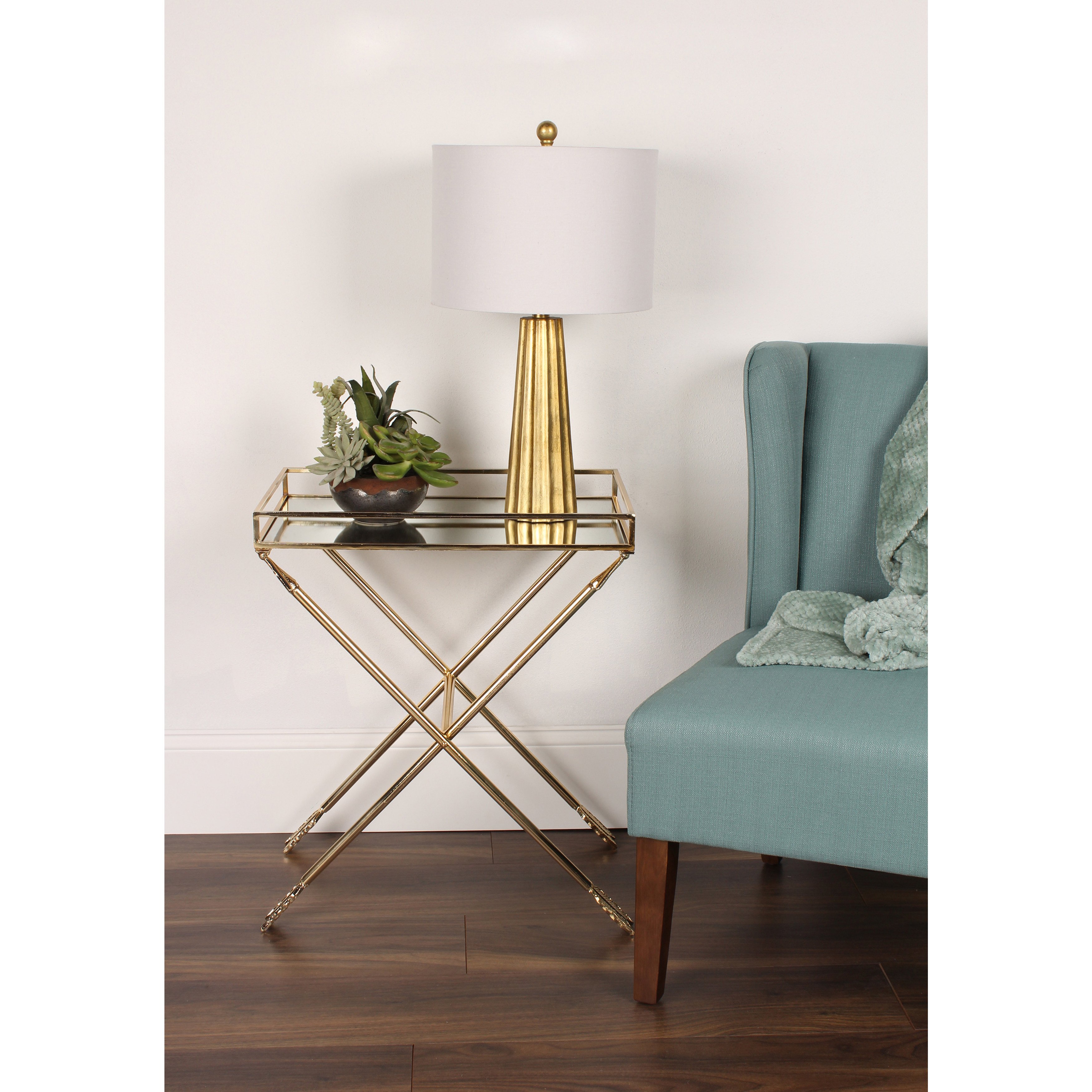 porch den alamo heights viesca arrow metal accent table with tray amp mirrored top ikea bedroom cabinets bedside drawer pier dishes round tile rattan coffee outdoor small black