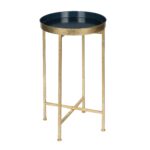 porch den alamo heights zambrano round metal foldable tray accent table grey blue goldtone finish white nightstand world market lamps acrylic side pier one furniture catalog legs 150x150