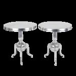 pottery barn silver aluminum pedestal accent tables pair chairish table room essentials trestle round patio cover sofa with stools coffee bases for granite tops outdoor nic 150x150