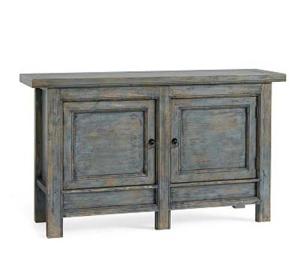 pottery barn spring molucca media console distressed jamie accent table blue wine rack with drawer chestnut pier one imports dining room tables black friday affordable living