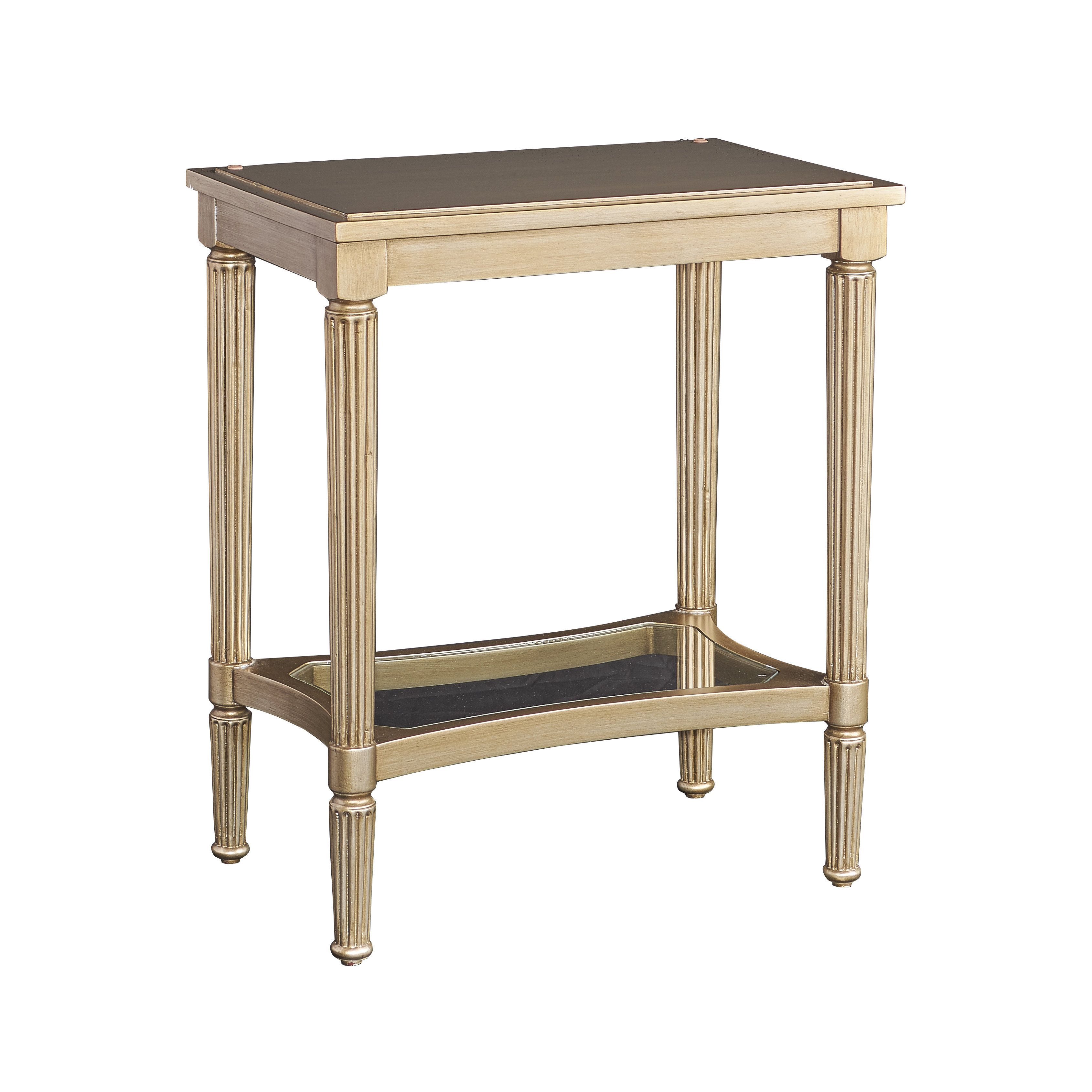 powell masterpiece mia gold wood and mirrored glass serving tray accent table glamour finish round barn counter height dining set smoked side ikea storage shelves with bins