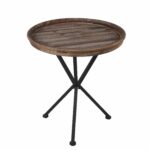 privilege round accent table featuring wood tray top free shipping today console with wine storage ikea bedside drawers black marble set tall bistro and chairs indoor battery 150x150