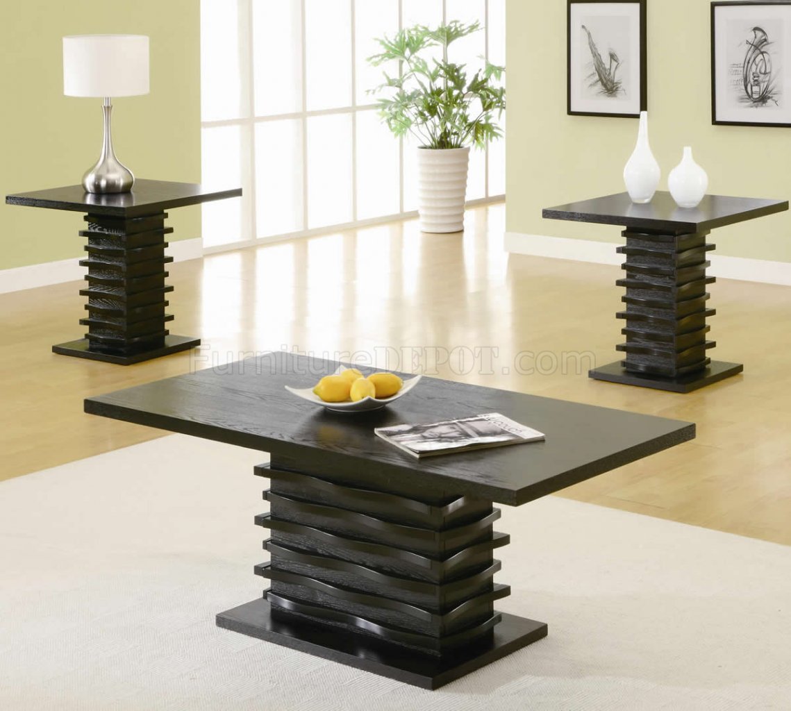 probably outrageous great piece set coffee table end tables rich black finish modern wave design base ethan allen court ashley bedroom collection traditional living room marble