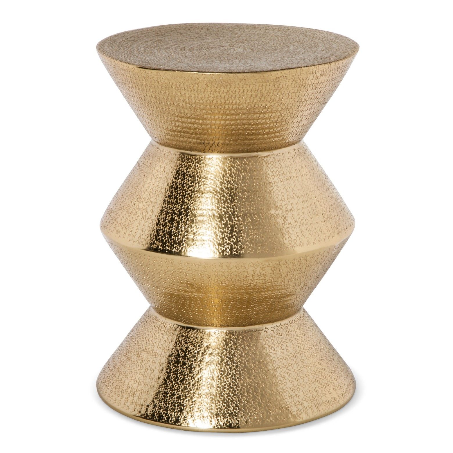 pronounced polish gold tones create contemporary vibe with the granby cylinder drum accent table threshold this modern end has fabulous zigzag shape mirrored dining affordable
