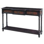 pulaski furniture worn black with cherry storage console table finish tables small accent the antique corner diy kitchen plans extra wide door threshold white round coffee retro 150x150