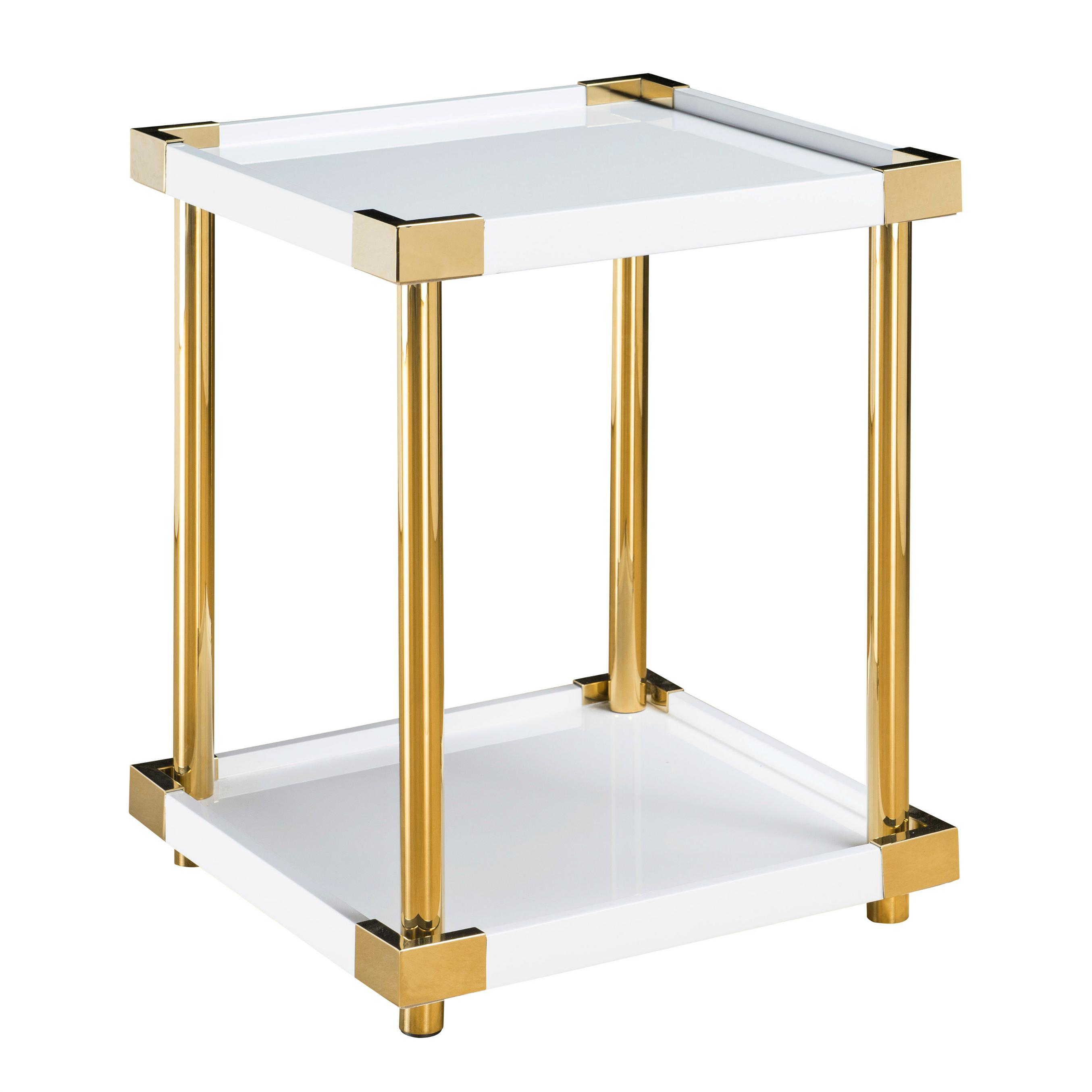 pulaski home comfort collection ariene square modern white accent table gold black drum side outdoor light bulbs chrome threshold bars console nautical hanging lantern metal rod