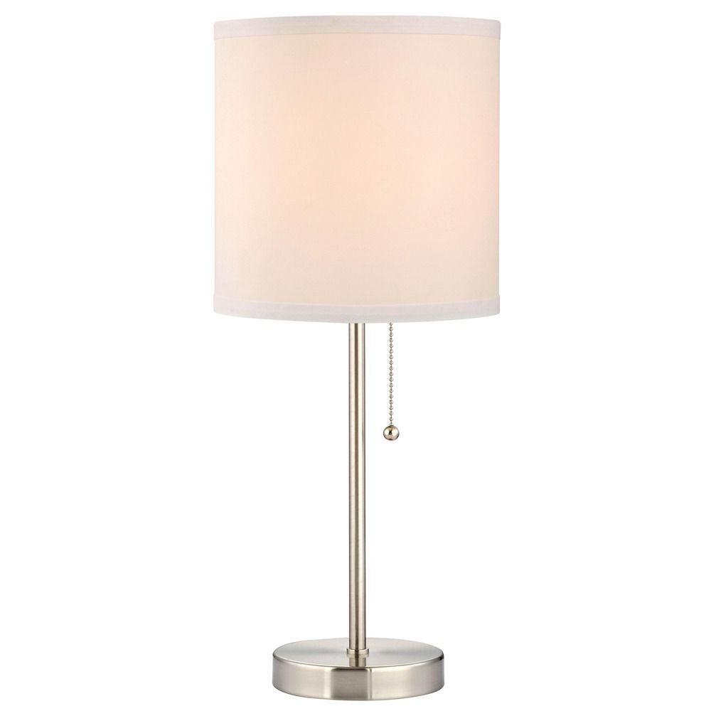 pull chain table lamp with white drum shade zoom accent lighting seattle product build your own coffee farm style sofa modern bedside tables ikea matching and end marble brass
