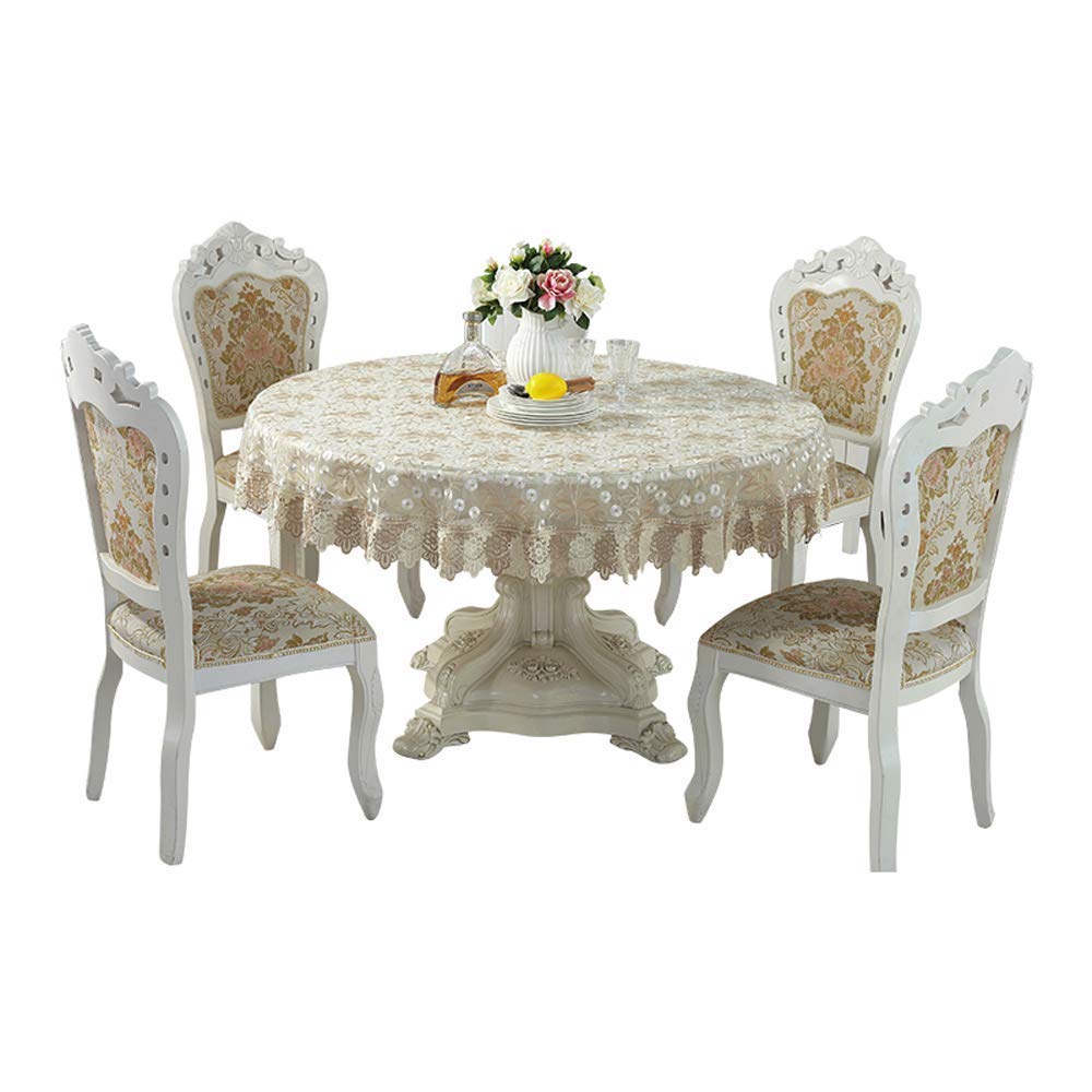 qxfsmile beige lace tablecloth embroidered dandelion ovsal round accent table cover inch home kitchen pier one imports and chairs west elm coffee purple furniture arcadia
