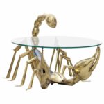rare illuminated brass scorpion coffee table jacques duval antique gold faceted accent with glass top brasseur see more and outdoor fireplace white cloth placemats pineapple 150x150