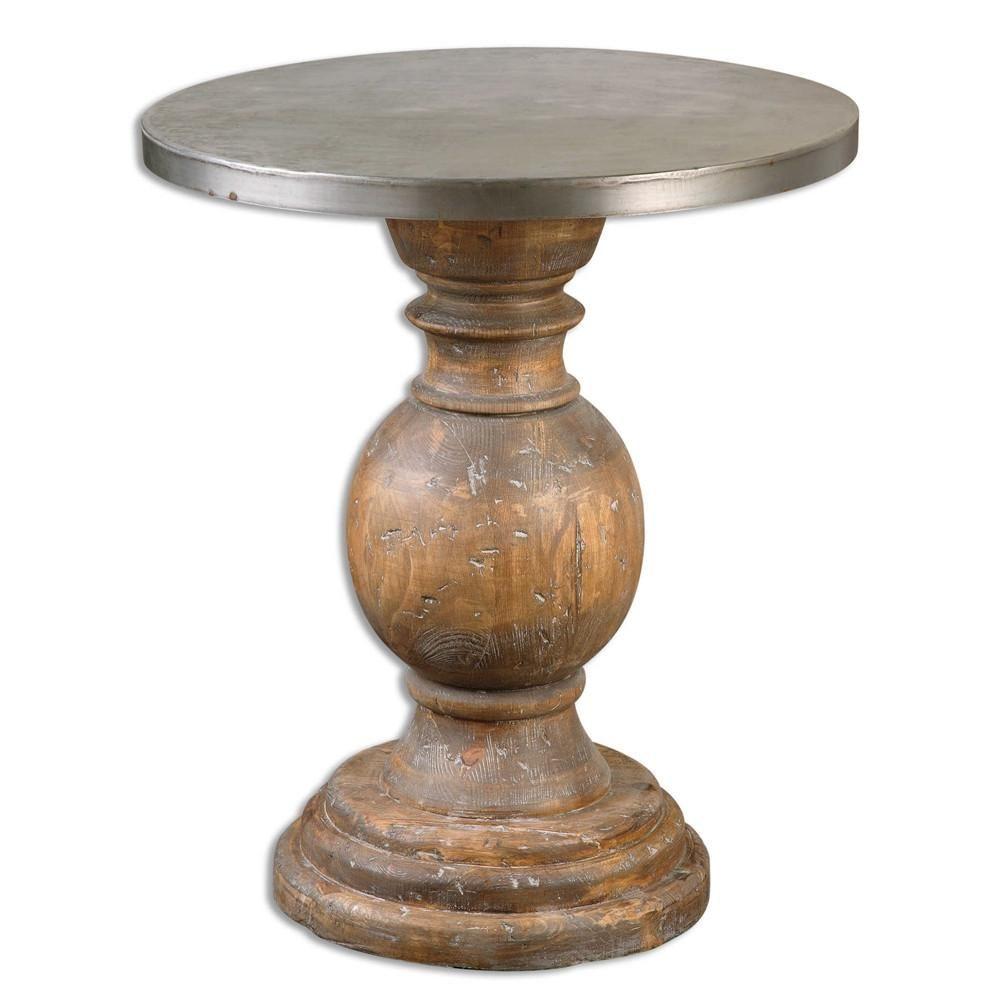 reclaimed wood table top wanelo side tables uttermost utt blythe weathered accent with aluminum pottery barn rustic pedestal small glass king bedroom sets corner better homes and