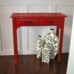 remodelaholic red painted and glazed accent table corner kirklands small grey console marble desk distressed metal side half moon glass large lamp dale vinyl floor threshold 150x150