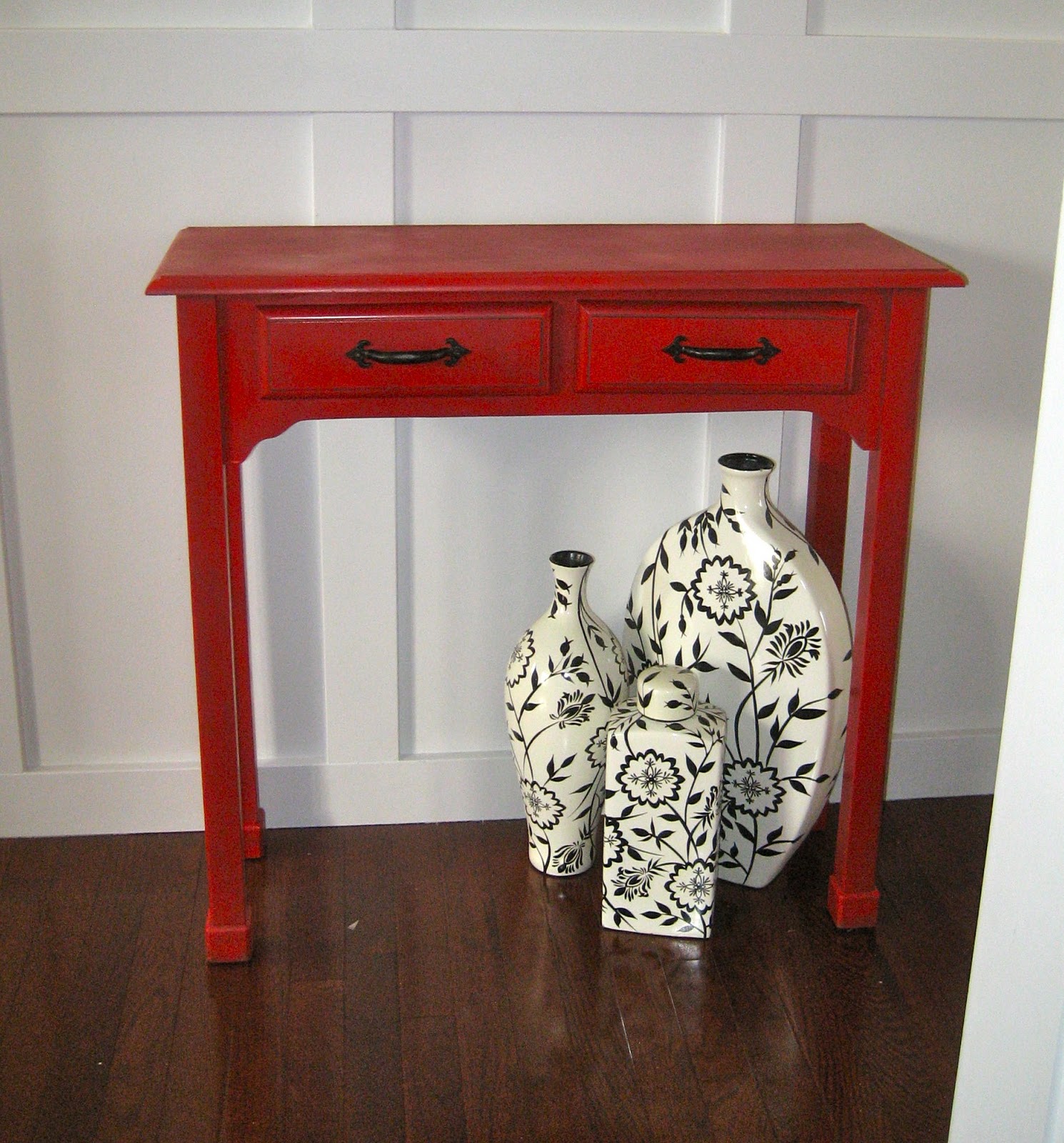 remodelaholic red painted and glazed accent table img nursery small white dining chairs outdoor coffee set teak garden hampton bay furniture unique cocktail tables garage storage