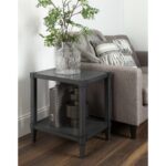 rio wooden side accent table with lower shelf dark gray pipe end wood coffee metal frame small decorative tables front porch bench brown entry black long skinny owings target drum 150x150