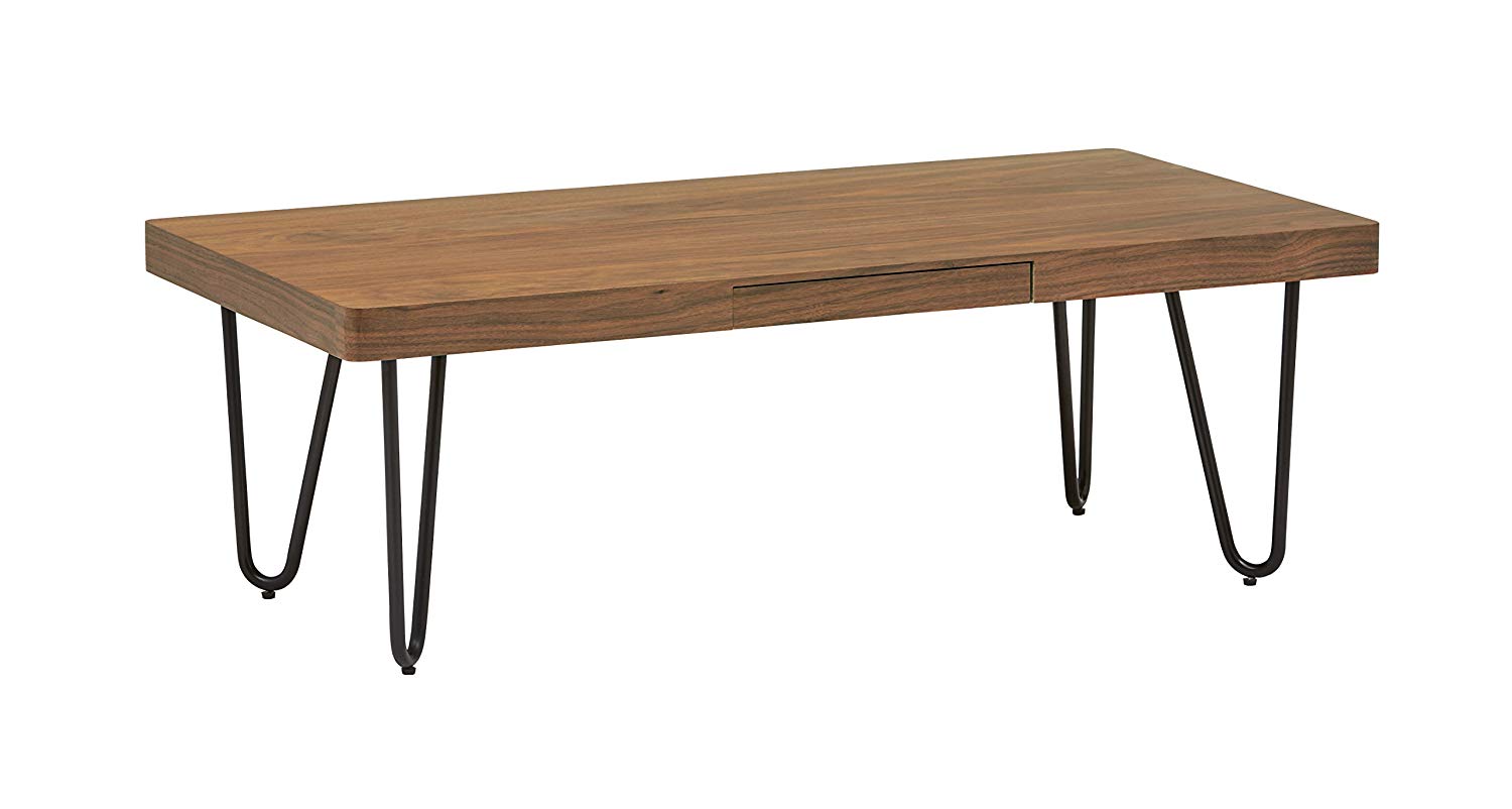 rivet hairpin wood and metal coffee table walnut one drawer accent project black kitchen dining brass drum off white end tables blue lamps bedroom outdoor shelf decorative corners