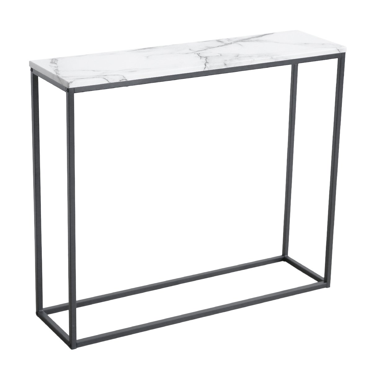 roomfitters sofa console table marble print top metal chrome glass accent with shelf frame white narrow foyer hall kitchen dining cupboard decoration round counter height black
