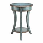 round accent table blue with bronze trim tables furniture living room the freya adds traditional styling and functionality your home decor percussion stool foyer pieces coffee 150x150