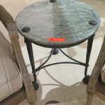 round accent table green natural stone top bronze approx dia hexagon coffee mini patio umbrella glass drum basic cherry mission end crystal lights for living room wood with metal 150x150