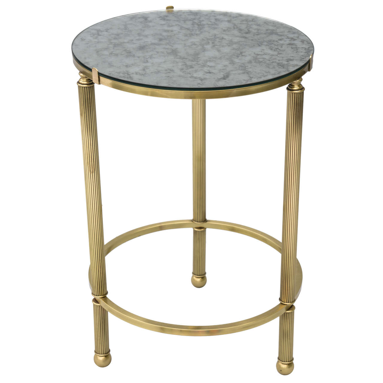 round brass accent table with mirrored top inch high tables sofa set wine rack end skinny white padded runner antique pine furniture wooden lamp hampton bay buffet server ikea