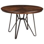 round dining room table with metal hairpin legs signature design products ashley color centiar leg accent industrial look end tables storage rustic looking target entryway 150x150
