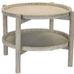 round driftwood finish accent table small tiffany style lamp diy cocktail tall patio chairs inch tablecloth nate berkus gold three piece set acrylic waterfall console threshold 150x150