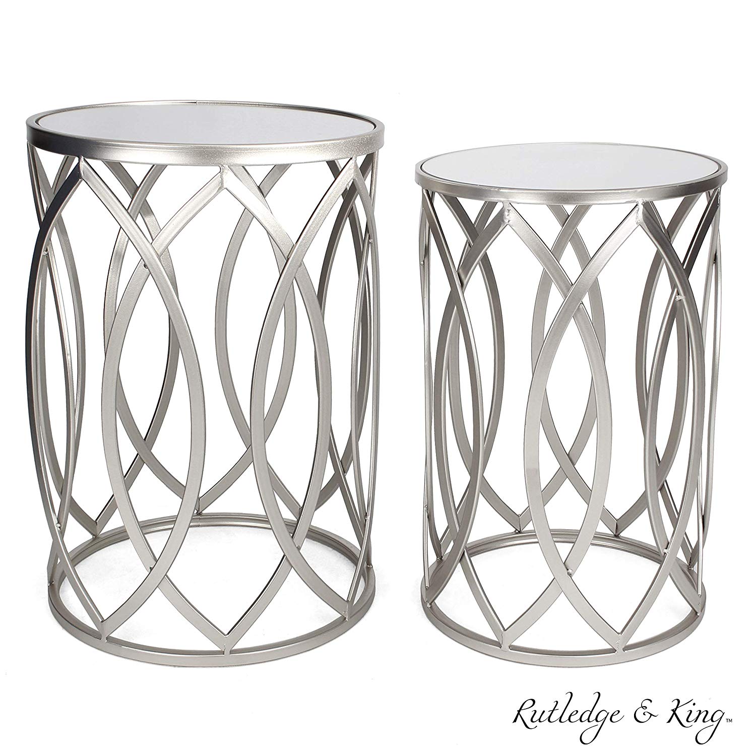 round end table set silver tables with mirrored solar metal accent tops nesting and side rutledge king blufton indoor mat lamp shades for wall lights glass agate wooden legs