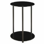 round glass end table lamp stand black shelf modern living accent furniture marble dining set room tables pottery barn white dishes patio chair seat covers west elm side high 150x150
