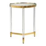 round gold accent table with acrylic legs upholstered dining room chairs wicker shower chair target threshold coffee wood side ashley furniture chicago modern dressing clear trunk 150x150