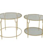 round gold accent tables glass top sagebrook home table small entryway cabinet retro bedroom furniture metal storage iron coffee legs slim bedside wicker ashley chicago lounge 150x150