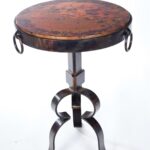 round iron accent table with hammered copper top boulevard urban living lounge furniture end coffee decorative accents chest mudroom timber trestle legs comfy patio black oval 150x150