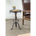 round iron accent table with wood top bath and beyond ice cream maker nesting cocktail set timber trestle legs interior ideas nautical chandelier shades chest black oval coffee 150x150
