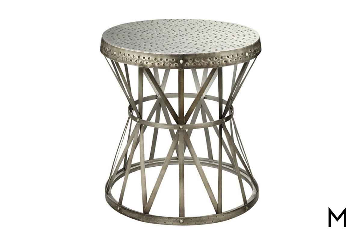 round metal accent table nickel finish with hammer tables furniture detailing live edge walnut cordless battery lamp high dining danish modern side low real wood end cool patio
