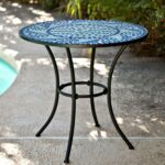 round metal table fathomresearch info new inch outdoor bistro patio with hand laid blue high accent tables large storage chest desk chair target industrial coffee set black end 150x150