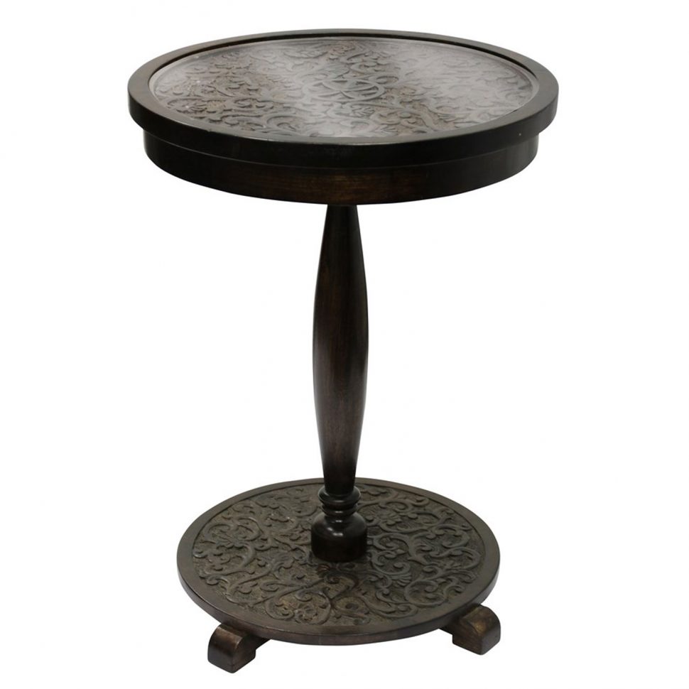 round pedestal end tables stylecraft side table hope home furnishings and rustic occasional accents accent with drawers very small extra tall bamboo inch glass mirrored nightstand