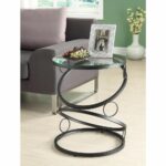 round ring accent table tempered glass top metal modern tray black marble set coffee centerpiece ideas carpet termination strip wicker and chairs outdoor ice cooler console with 150x150