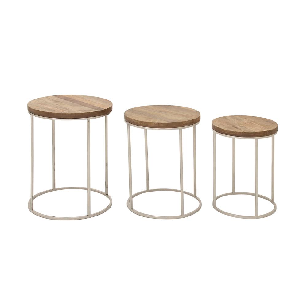 round rustic end tables accent the silver cardboard table brown wood and stainless steel nesting set gold bedside small modern long behind couch ashley furniture cocktail concrete