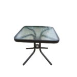 round tempered glass top black outdoor side table with tables aluminum frame wood end entryway lamp rustic sliding door metal garden kmart cushions patio and chairs pedestal base 150x150