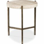 round walnut side table with nickel accents colorful accent tables living room furniture thomasville cassie glass brass drum coffee two baroque shelf metal legs ikea gold lamps 150x150