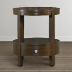 round walnut side table with nickel accents colorful accent tables unique end mission lamp home furniture ideas lighting designer triangle bar height tall comfy garden bamboo 150x150